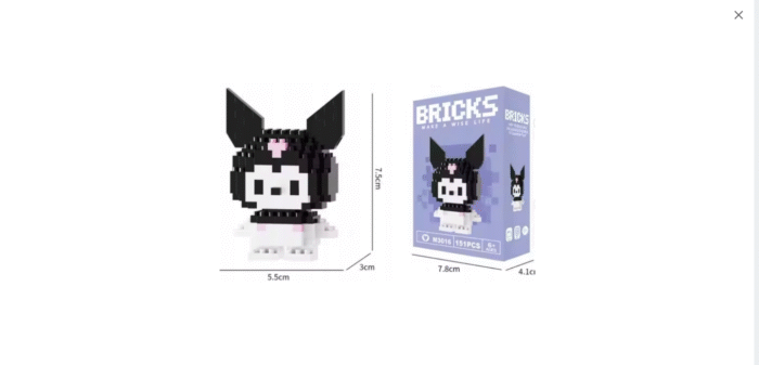 Klocki Kuromi Hello Kitty Figurka 3d 151 Klocków Zestaw Na Prezent