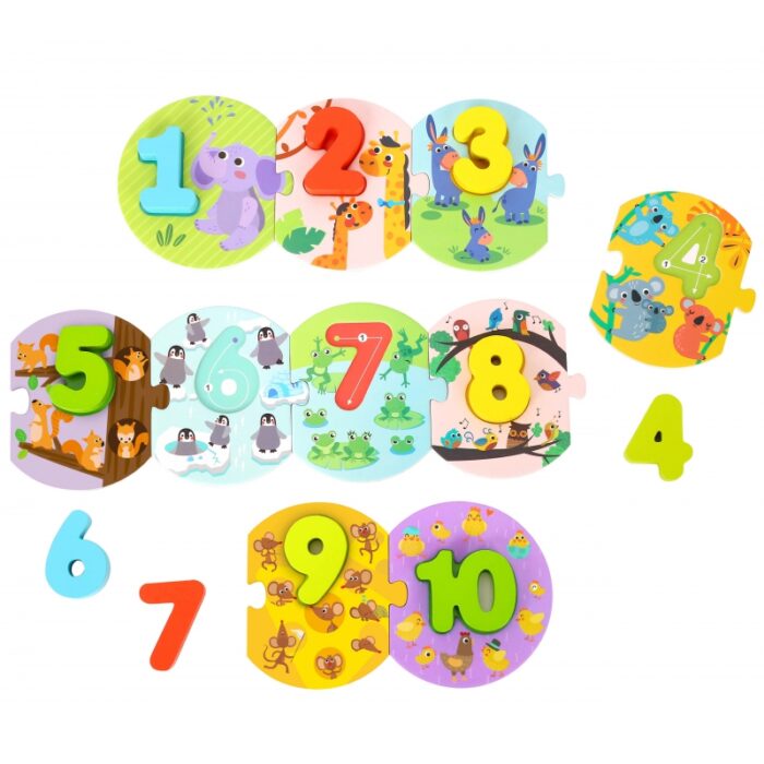 TOOKY TOY Edukacyjne Puzzle Układanka Montessori Nauka Liczenia - obrazek 2