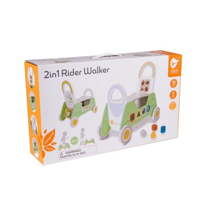 CLASSIC WORLD Drewniany Jeździk MONTESSORI Pchacz 2w1 - obrazek 6