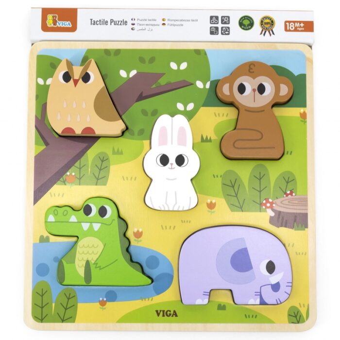 VIGA Drewniana Układanka Puzzle Zwierzątka Las do Dopasowania - obrazek 4
