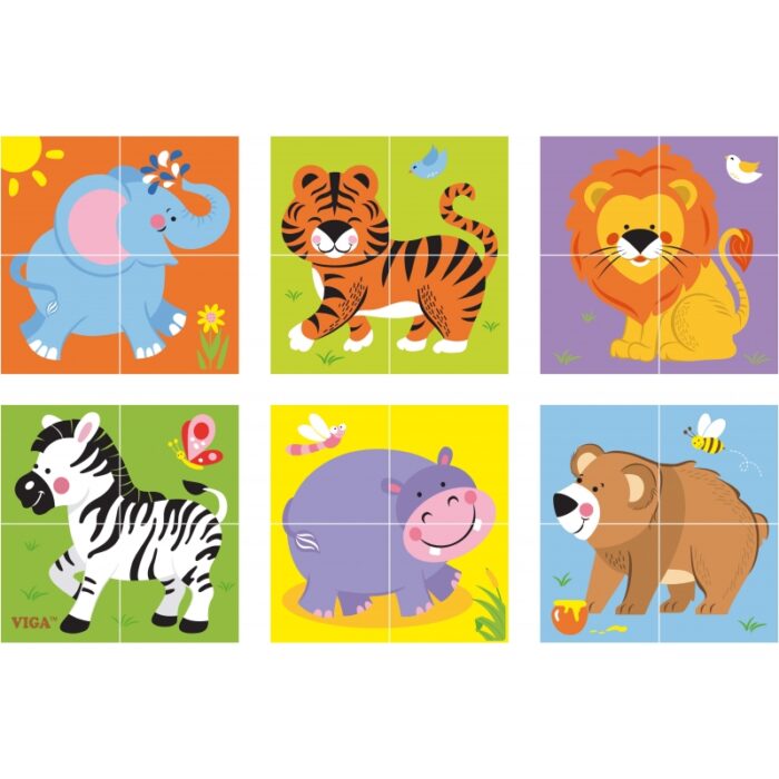 Viga Drewniana układanka Zoo Puzzle  4 klocki - obrazek 2