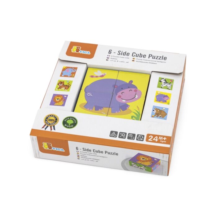 Viga Drewniana układanka Zoo Puzzle  4 klocki - obrazek 3