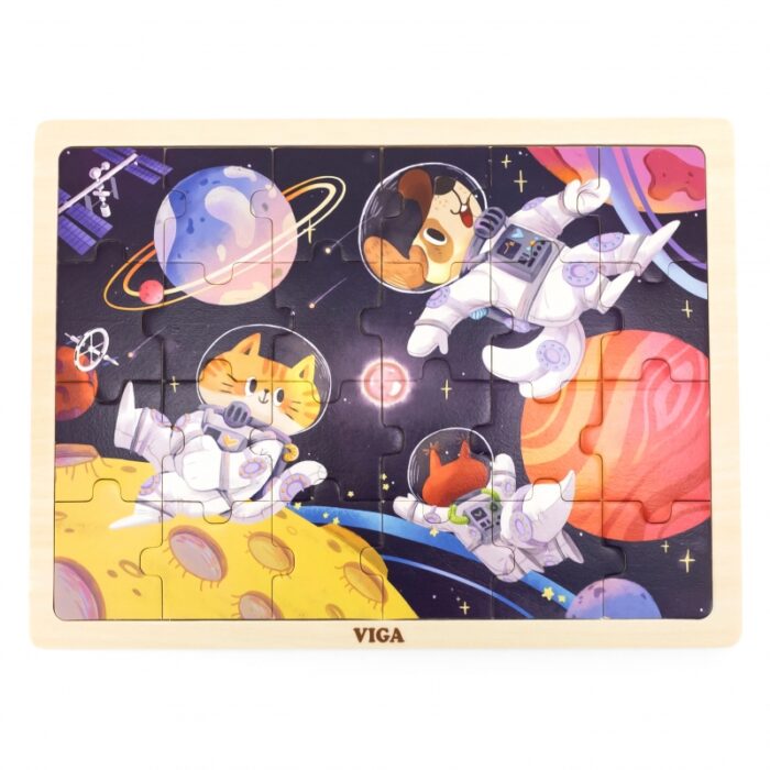 VIGA Drewniane Puzzle Układanka 24 el. Kosmiczna Przygoda - obrazek 2