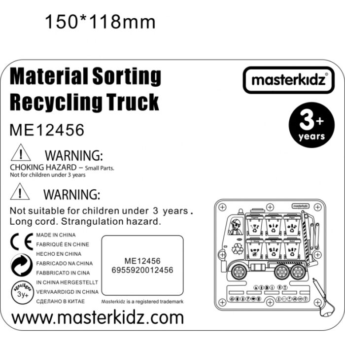 MASTERKIDZ Tablica Magnetyczna Segregowanie Odpadów Ciężarówka do Recyklingu Montessori - obrazek 10