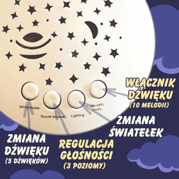 WOOPIE BABY Przytulanka Usypiacz Projektor 2w1 Miś - 10 Kołysanek - obrazek 5