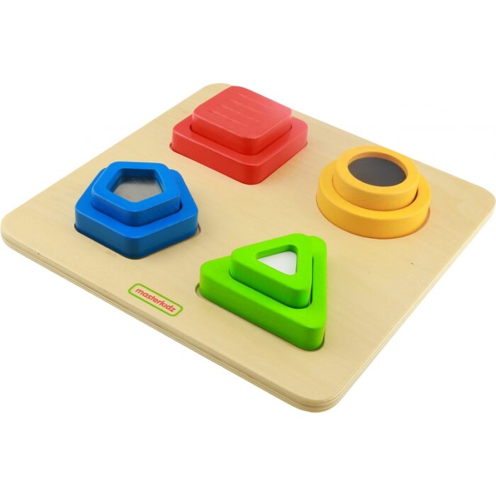 MASTERKIDZ Drewniany Sorter Kształtów Materiałów Faktury Powierzchni Montessori - obrazek 5