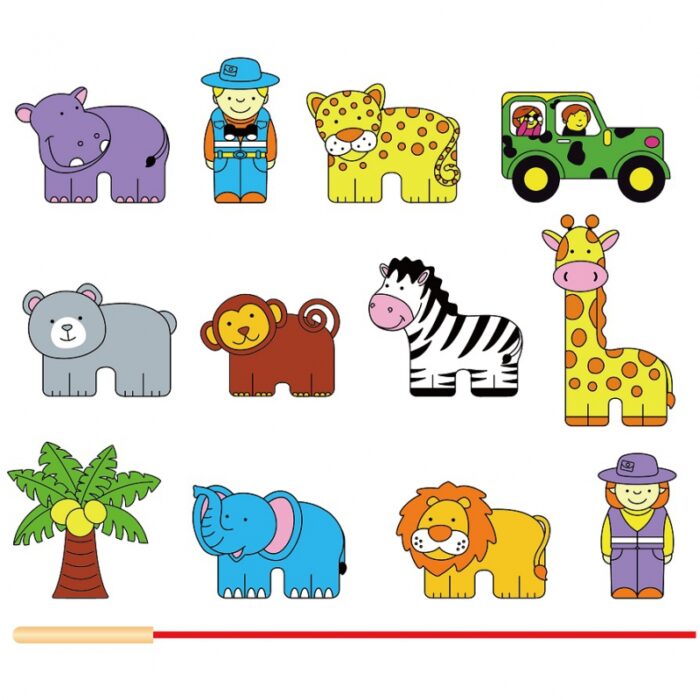 VIGA Drewniana Nawlekanka Przeplatanka Klocki Safari ZOO - obrazek 5
