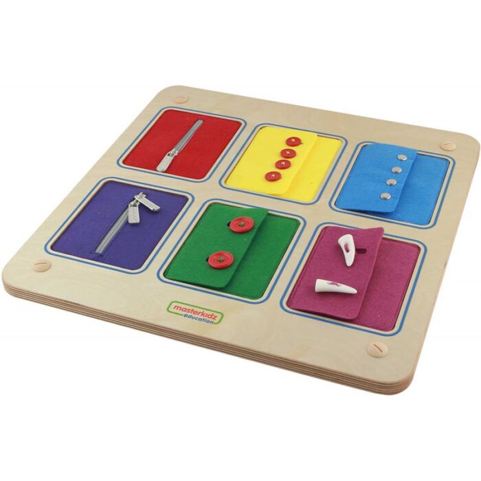 MASTERKIDZ Tablica Ścienna Otwieranie I Zamykanie Zamków Suwaki Guziki Montessori - obrazek 3
