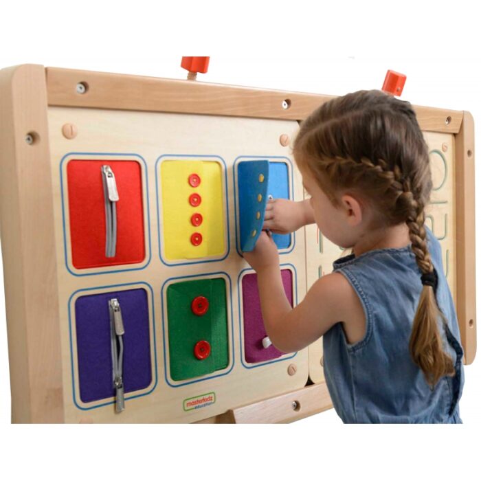MASTERKIDZ Tablica Ścienna Otwieranie I Zamykanie Zamków Suwaki Guziki Montessori - obrazek 4