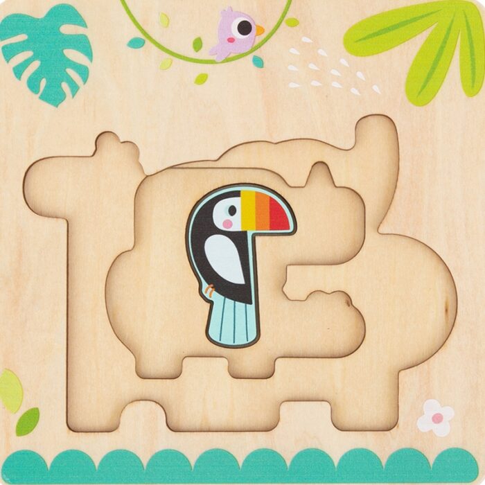 Tooky Toy Drewniane Puzzle Montessori Wielowarstwowe Tablica Zwierzątka Leśne 7 el. - obrazek 5