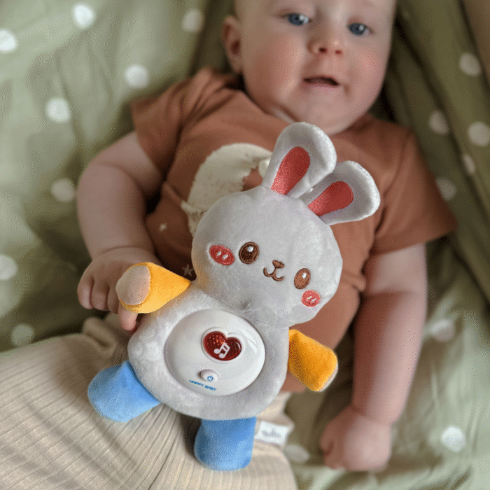 WOOPIE BABY Interaktywny Pluszak Przytulanka dla Niemowląt Światło Dźwięk Króliczek Usypiacz Niebieski - obrazek 4