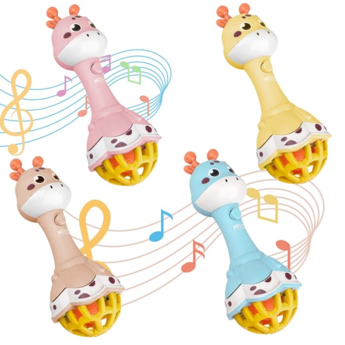 WOOPIE BABY Grzechotka Żyrafka Sensoryczna Gryzak z Muzyką Montessori 1 szt. - obrazek 2