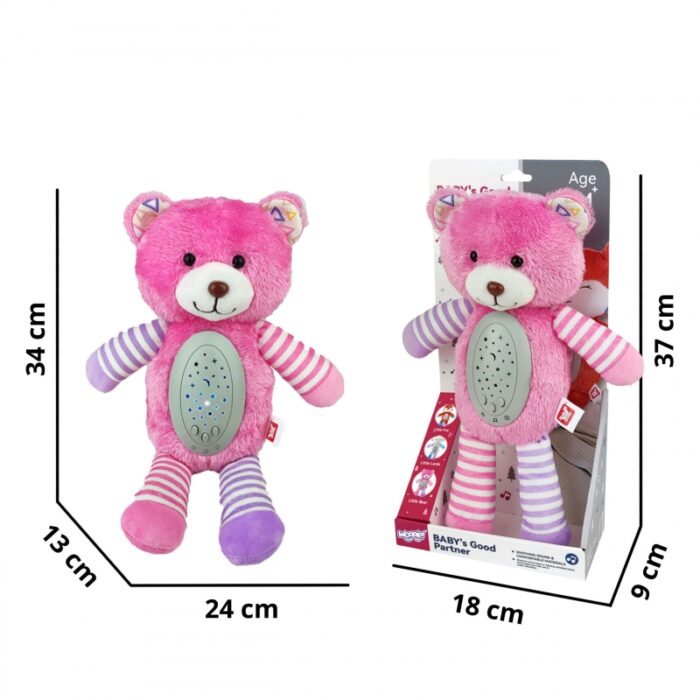 WOOPIE BABY Przytulanka Usypiacz Projektor 2w1 Różowy Miś - 10 Kołysanek - obrazek 4