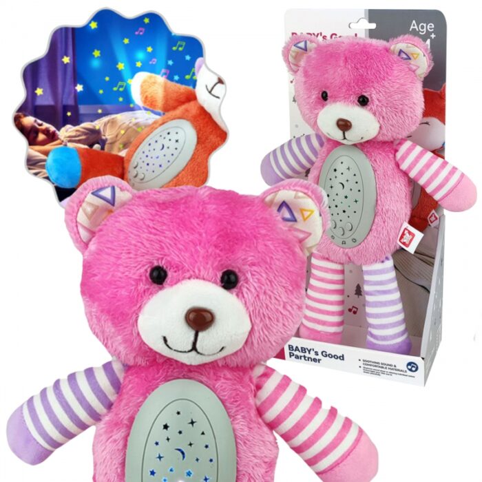WOOPIE BABY Przytulanka Usypiacz Projektor 2w1 Różowy Miś - 10 Kołysanek - obrazek 7