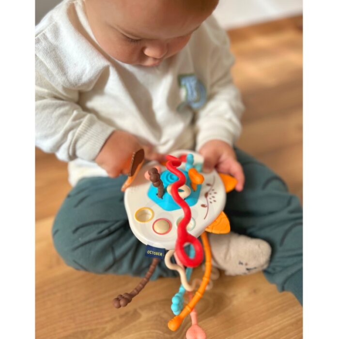 WOOPIE BABY Zabawka Sensoryczna Montessori Gryzak Grzechotka Wielofunkcyjny Lis - obrazek 4