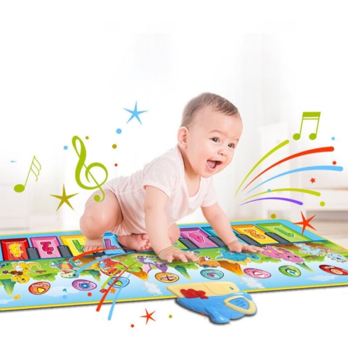 WOOPIE Mata Muzyczna XXL Dinusie 2w1 Pianinko 8 Melodii 110cm - obrazek 4