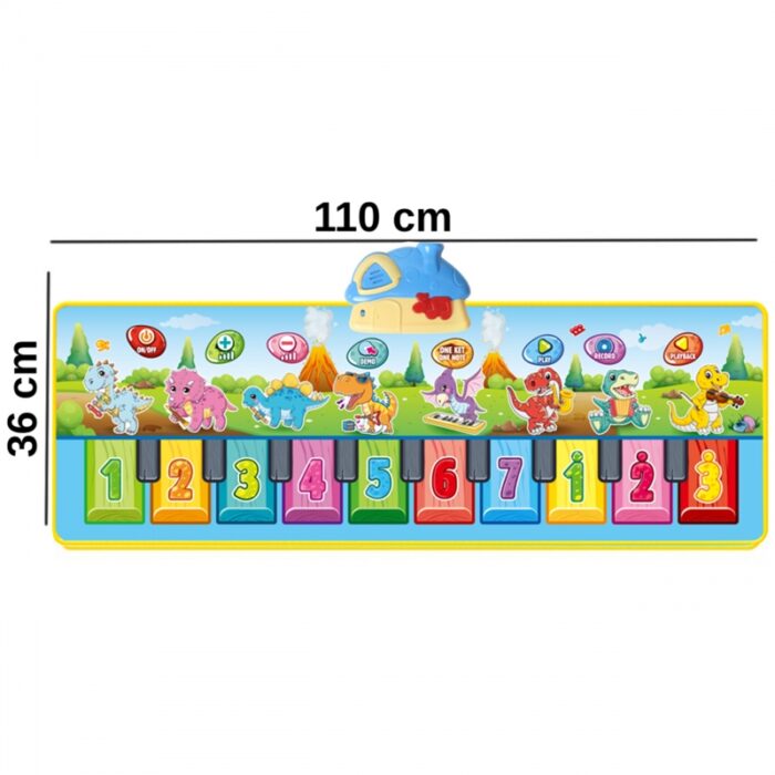 WOOPIE Mata Muzyczna XXL Dinusie 2w1 Pianinko 8 Melodii 110cm - obrazek 5