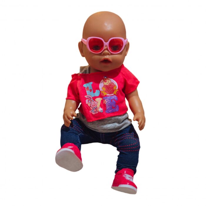 WOOPIE Modne Ubranko dla Lalki LOVE Okulary Buciki 43-46 cm - obrazek 2