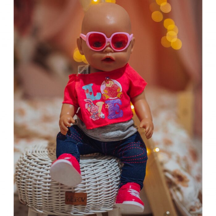 WOOPIE Modne Ubranko dla Lalki LOVE Okulary Buciki 43-46 cm - obrazek 3