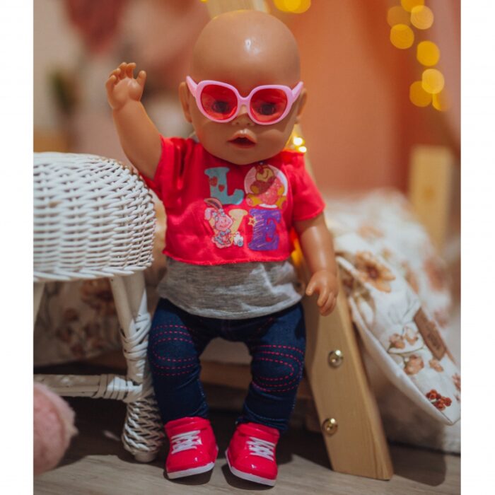 WOOPIE Modne Ubranko dla Lalki LOVE Okulary Buciki 43-46 cm - obrazek 4