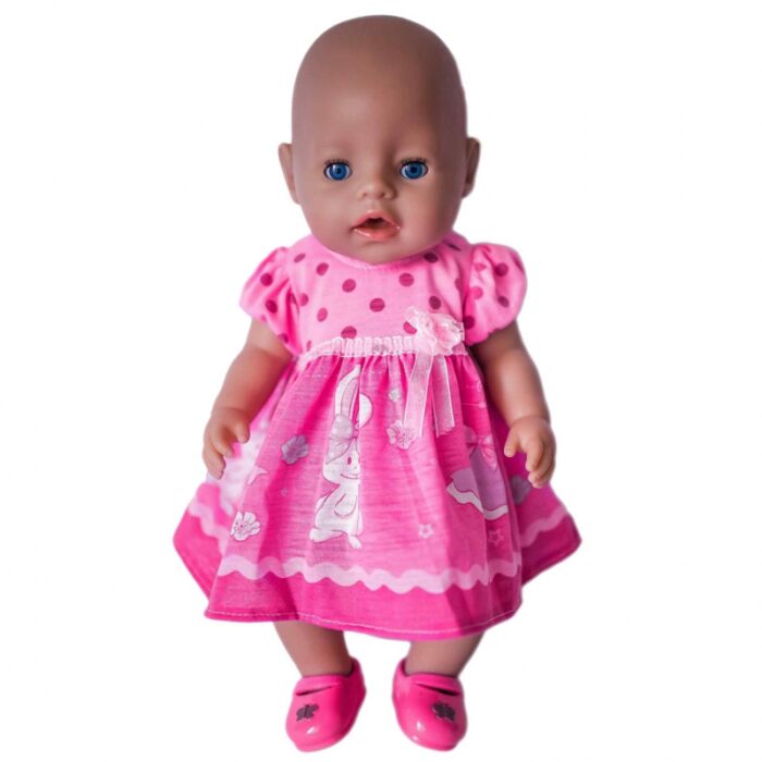 WOOPIE ROYAL Ubranko dla Lalki Różowa Sukienka Króliczek 43-46 cm - obrazek 2