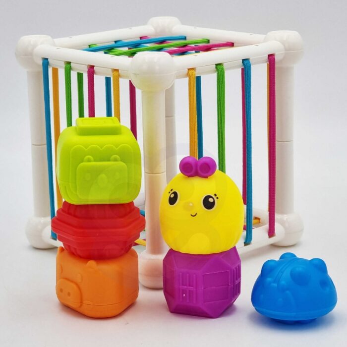 WOOPIE BABY Elastyczna Kostka Sensoryczna Sorter dla Dzieci Zwierzątka + Grzechotka 7 el. - obrazek 5