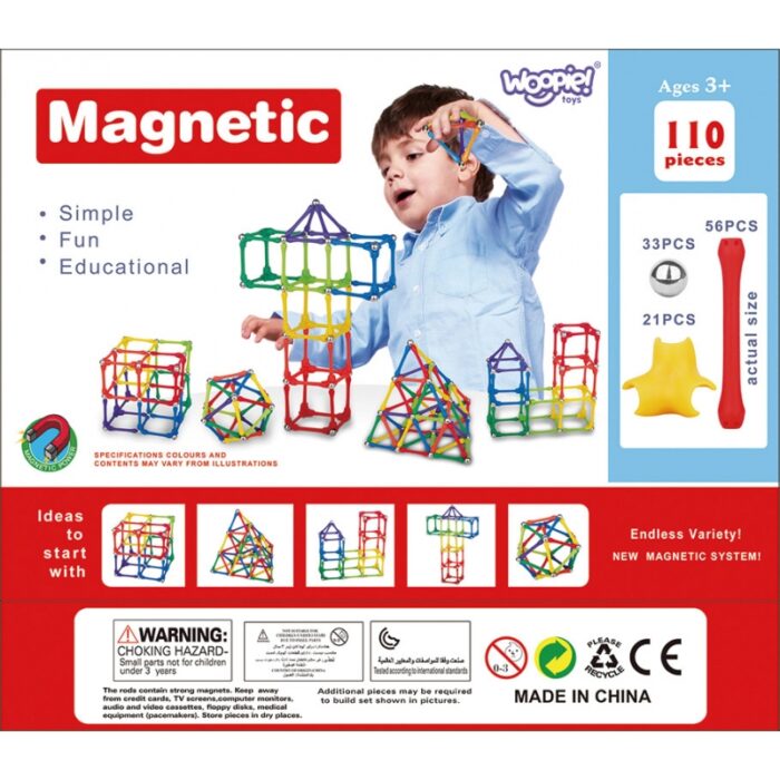 WOOPIE Klocki Magnetyczne Konstrukcyjne Układanka Kreatywna 110 el. - obrazek 15