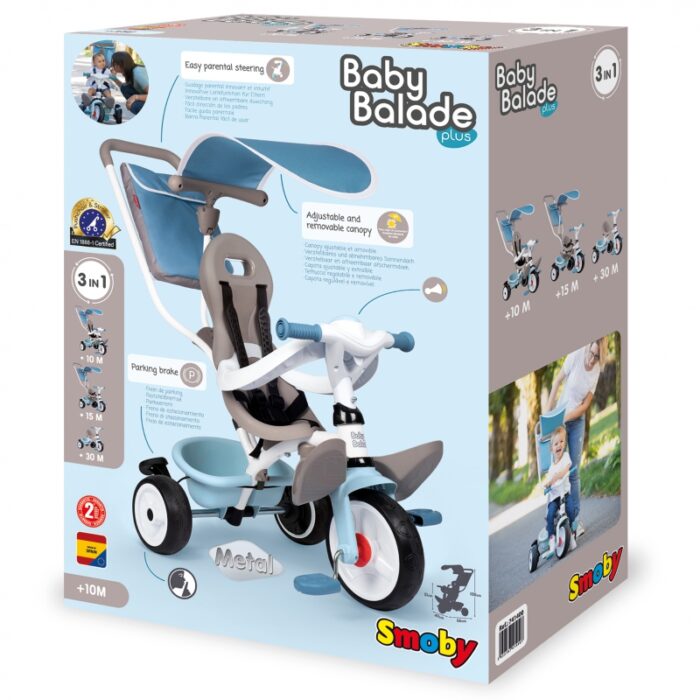 SMOBY Rowerek Trójkołowy Baby Balade plus Niebieski - obrazek 9