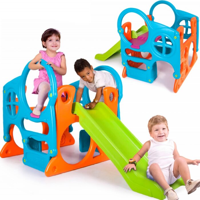 FEBER Duży Plac Zabaw Activity Center Zjeżdżalnia 100 cm Ścianka Wspinaczkowa Kształty - obrazek 2