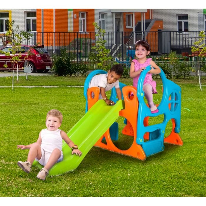 FEBER Duży Plac Zabaw Activity Center Zjeżdżalnia 100 cm Ścianka Wspinaczkowa Kształty - obrazek 3