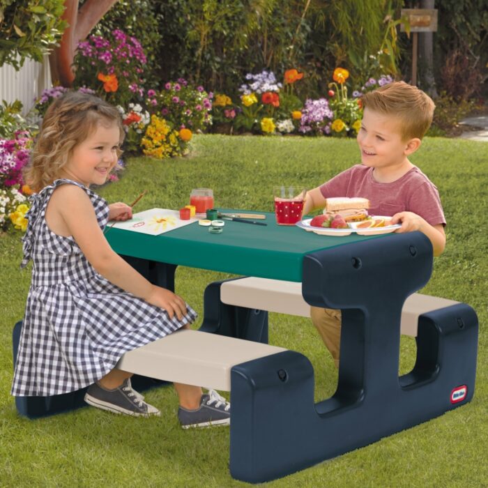 Little Tikes Stolik Piknikowy dla Dzieci Niebiesko-Zielony do Ogrodu - obrazek 2