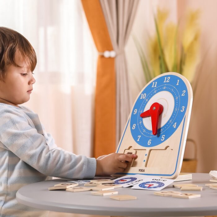 VIGA Drewniany Zegar Nauka Zegara  Czasu Montessori - obrazek 7