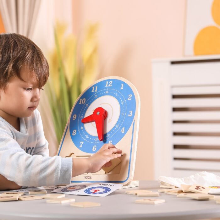 VIGA Drewniany Zegar Nauka Zegara  Czasu Montessori - obrazek 8