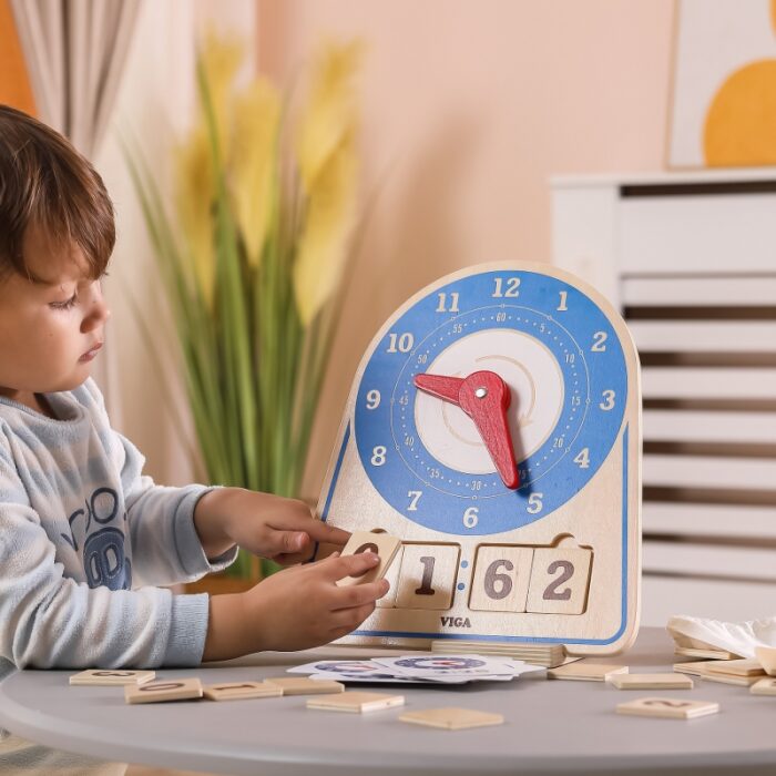 VIGA Drewniany Zegar Nauka Zegara  Czasu Montessori - obrazek 9