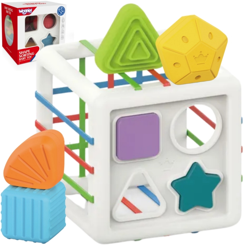 WOOPIE BABY Elastyczna Kostka Sensoryczna Sorter dla Dzieci Kolorowe Kształty 11 el.