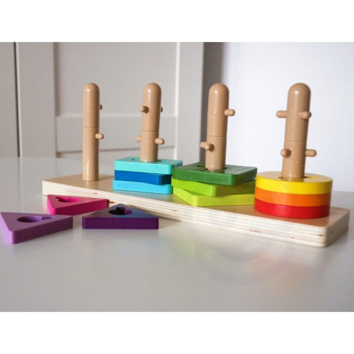 TOOKY TOY Sorter Kształtów z Kolorowymi Blokami Montessori - obrazek 2