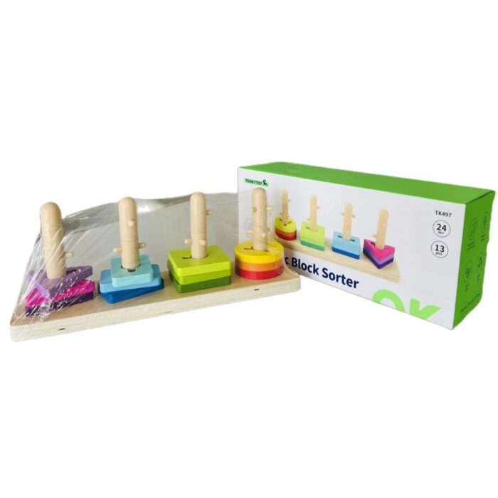 TOOKY TOY Sorter Kształtów z Kolorowymi Blokami Montessori - obrazek 3
