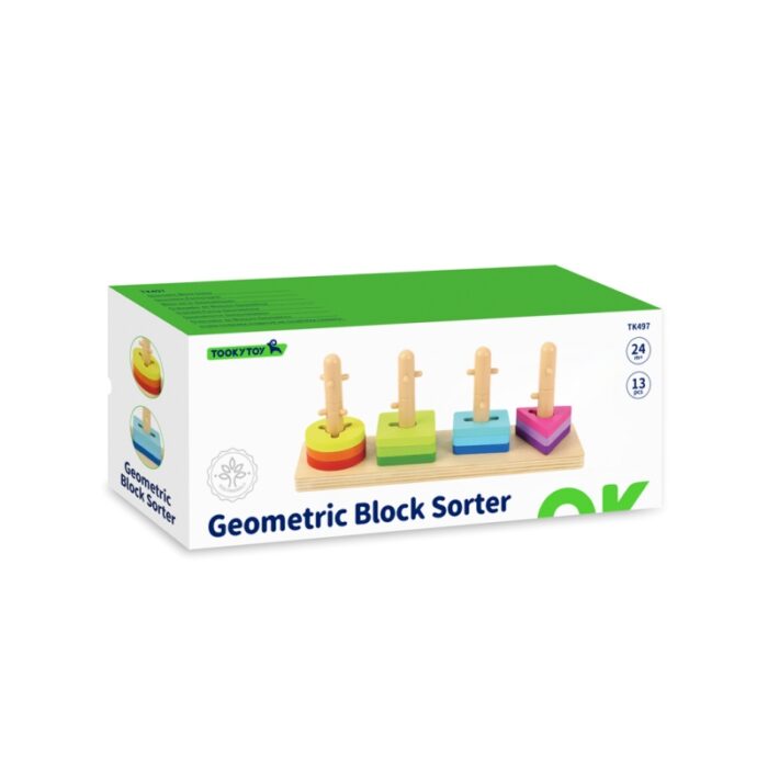 TOOKY TOY Sorter Kształtów z Kolorowymi Blokami Montessori - obrazek 4