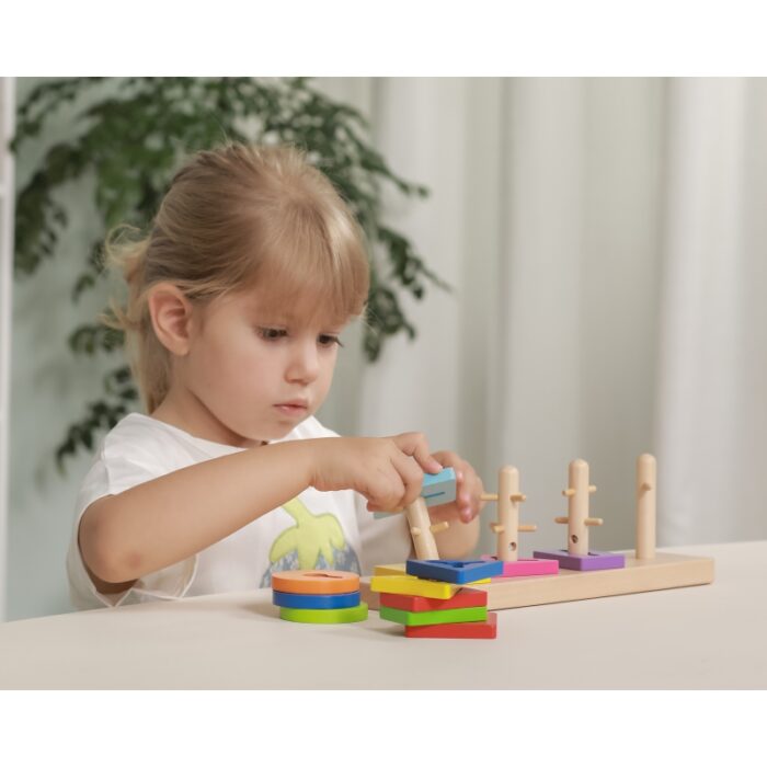 VIGA Drewniane klocki z sorterem kształtów Montessori - obrazek 3