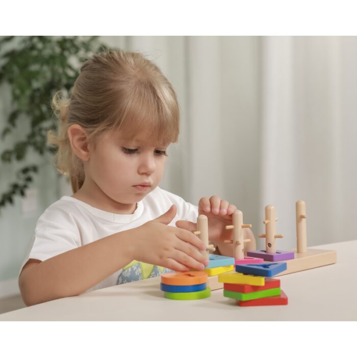 VIGA Drewniane klocki z sorterem kształtów Montessori - obrazek 4