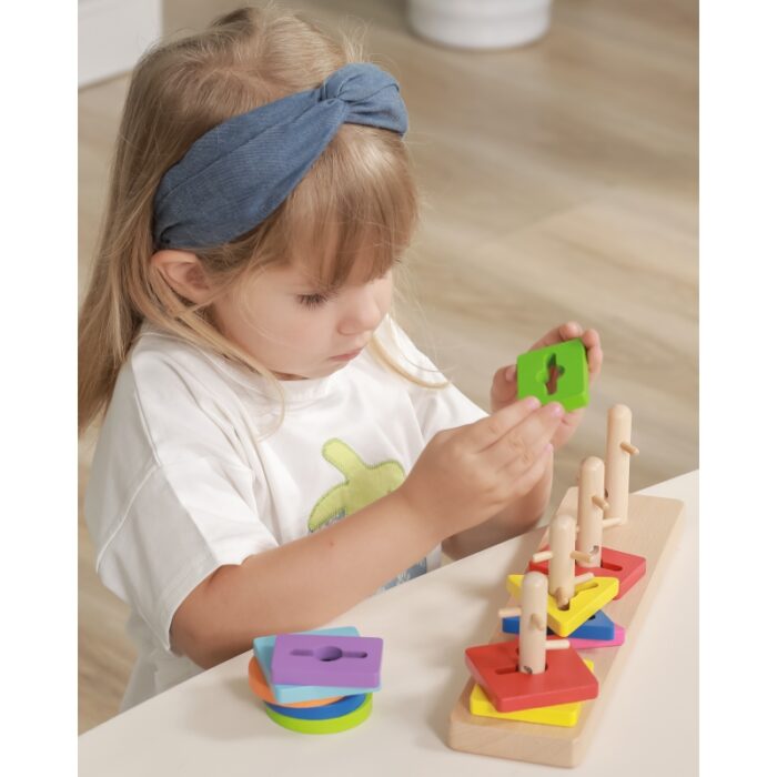 VIGA Drewniane klocki z sorterem kształtów Montessori - obrazek 5