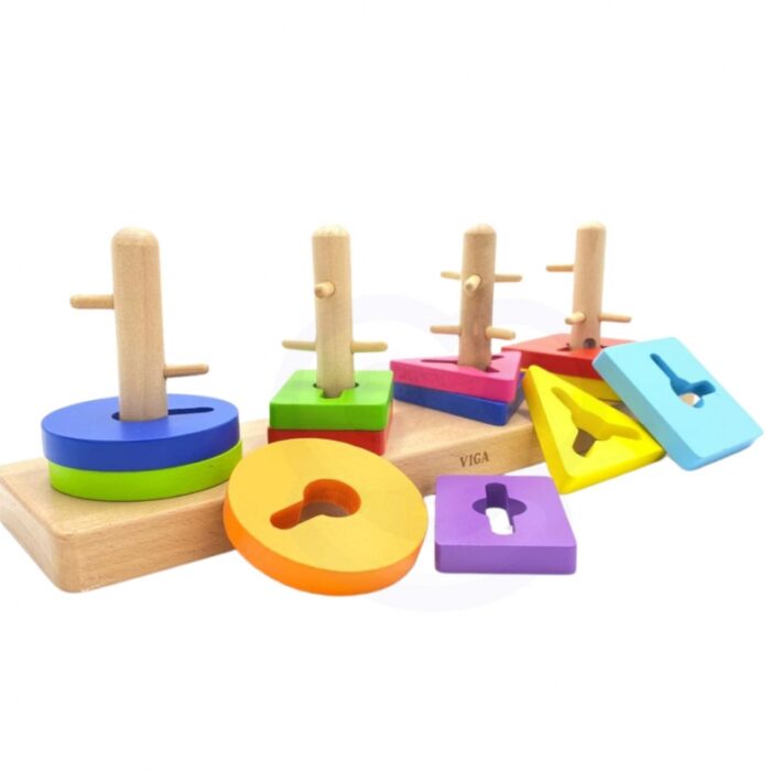 VIGA Drewniane klocki z sorterem kształtów Montessori - obrazek 7