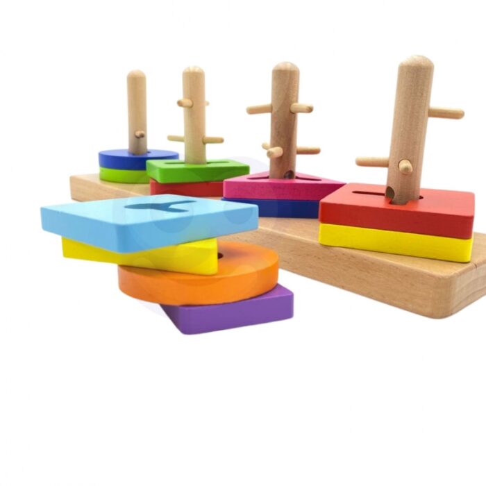 VIGA Drewniane klocki z sorterem kształtów Montessori - obrazek 11