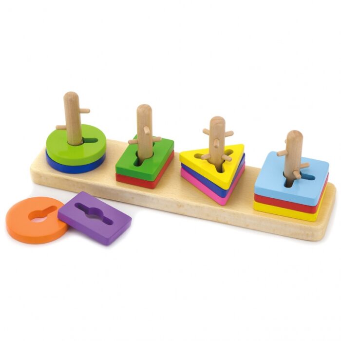 VIGA Drewniane klocki z sorterem kształtów Montessori - obrazek 13