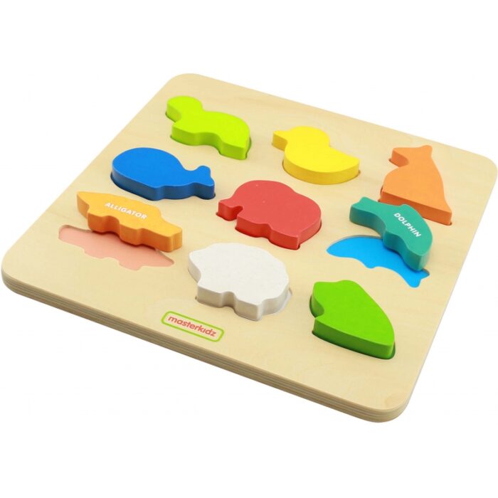 MASTERKIDZ Drewniany Sorter Kształtów Kolorowe Zwierzątka Montessori - obrazek 6