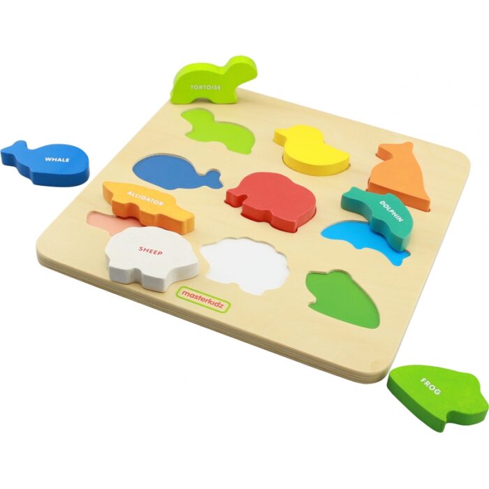 MASTERKIDZ Drewniany Sorter Kształtów Kolorowe Zwierzątka Montessori - obrazek 7