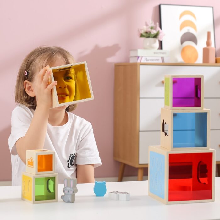 VIGA Drewniana Piramidka Układanka Klocki Sorter Montessori - obrazek 5