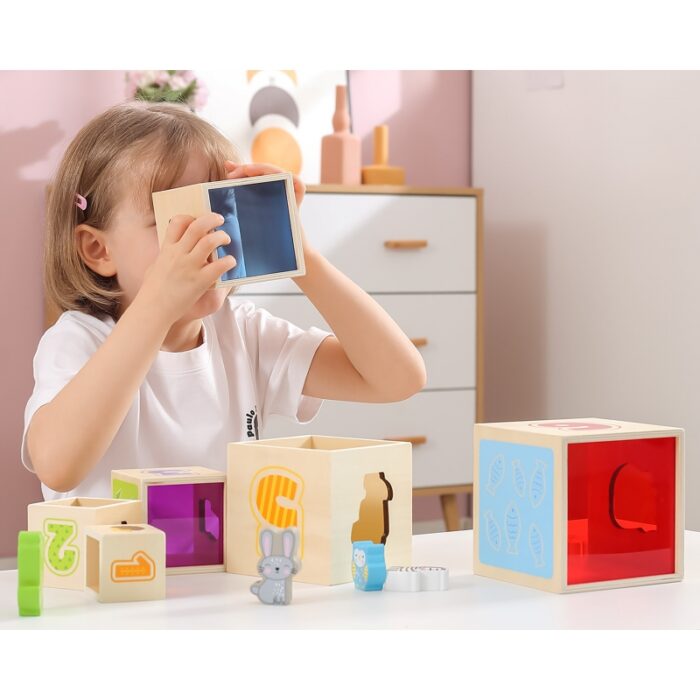 VIGA Drewniana Piramidka Układanka Klocki Sorter Montessori - obrazek 9