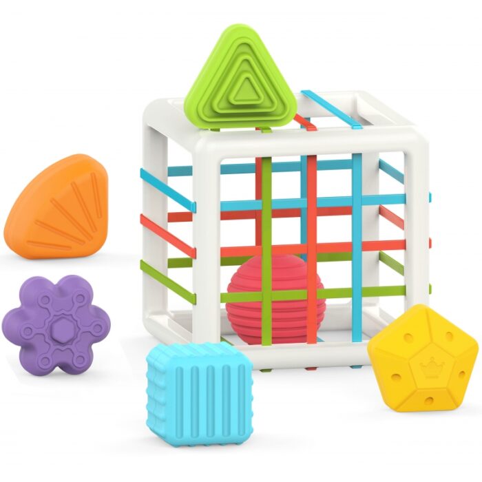 WOOPIE BABY Elastyczna Kostka Sensoryczna Sorter dla Dzieci Kolorowe Kształty - obrazek 3