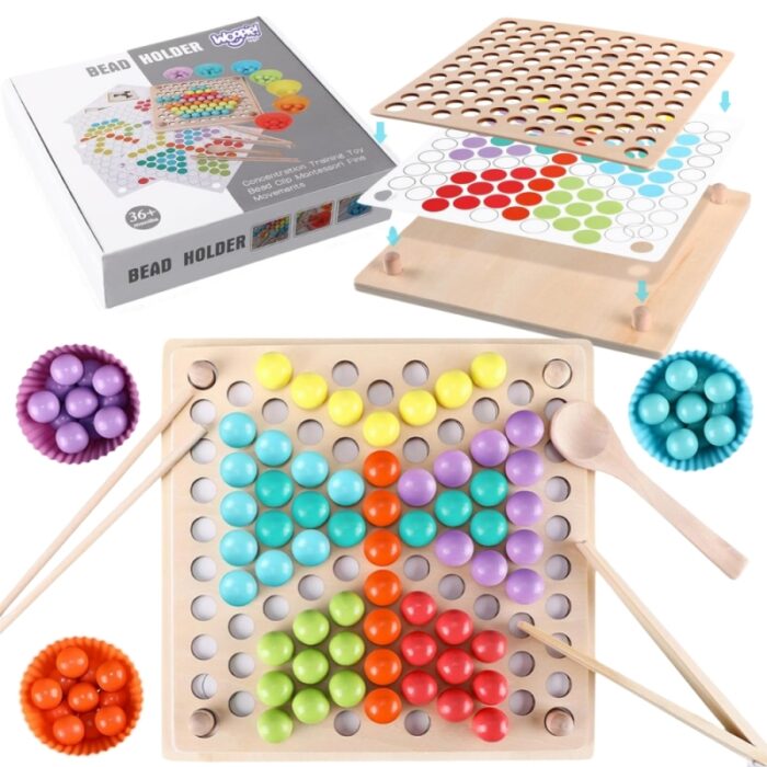 WOOPIE Kolorowe Kulki Układanka Montessori Mozaika Sorter - obrazek 2